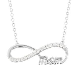 Simulated Diamond Infinity Mom Necklace 16-18 Inches in Sterling Silver
